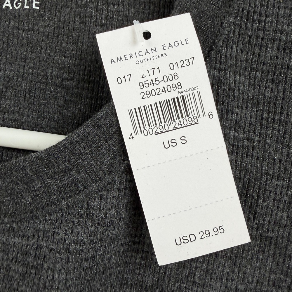 American Eagle Outfitters Shirt Mens Small Gray Thermal Long Sleeve Crewneck - Picture 4 of 9